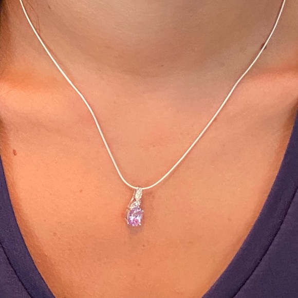 Sterling Silver Lavender Cz Necklace - Picture 6 of 16